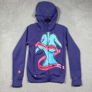 Volcom Jamie Lynn FA B4BC Hoodie Purple Sz M Full Zip Boarding Breast Cancer Y2K